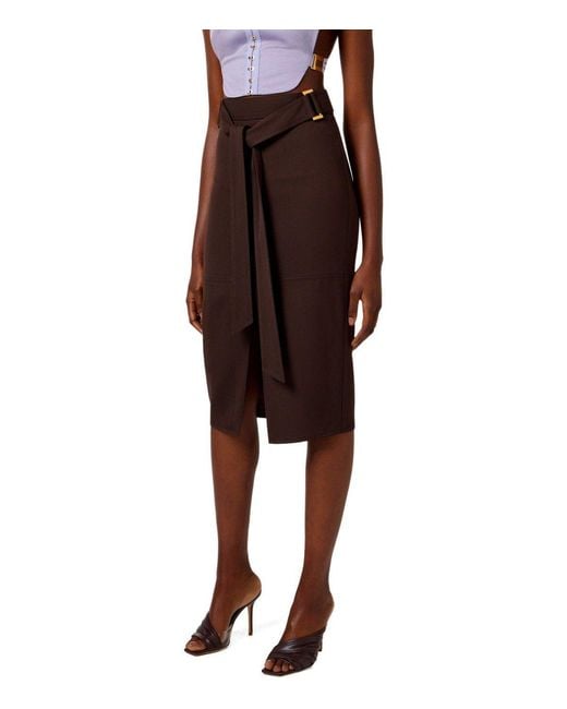 Elisabetta Franchi Brown Midi Skirt