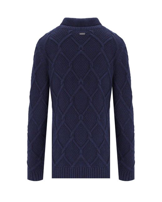Barbour Blue Burne Roll Turtleneck Sweater
