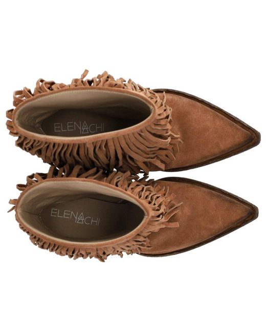 Elena Iachi Brown Texan Boot With Fringes