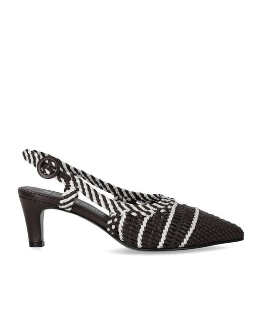 Strategia Black Woven Slingback Pump