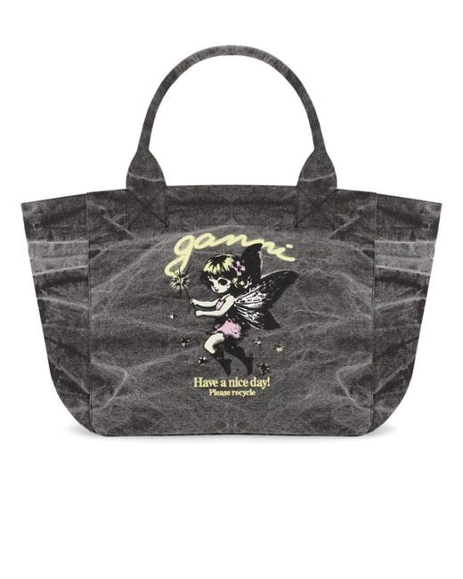 Ganni Black Shopping Bag