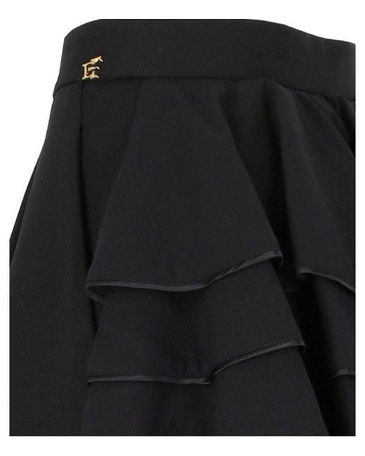 Elisabetta Franchi Black Shorts With Flounces