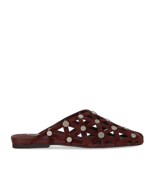 Ash Brown Bone Burgundy Flat Mule