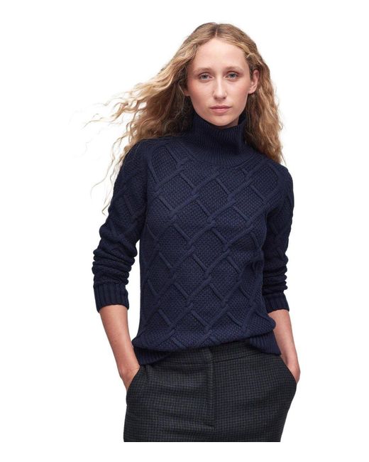 Barbour Blue Burne Roll Turtleneck Sweater