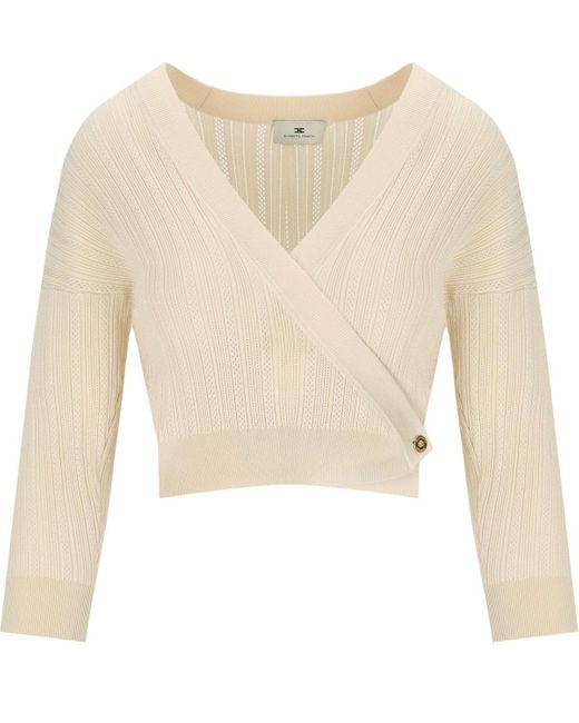 Elisabetta Franchi White Butter strick-top mit v-ausschnitt
