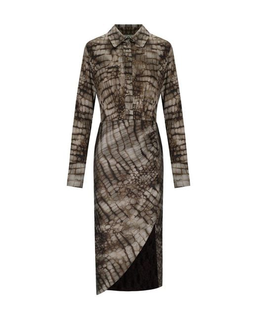 Elisabetta Franchi Brown Alligator Print Dress