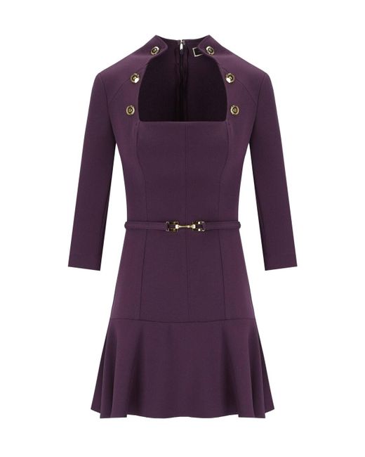 Elisabetta Franchi Purple Kleid mit knöpfen