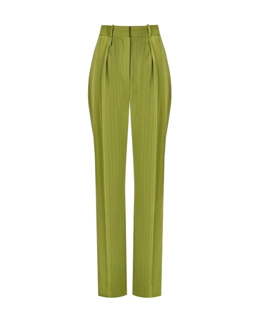 Elisabetta Franchi Green Olive Pinstripe Trousers