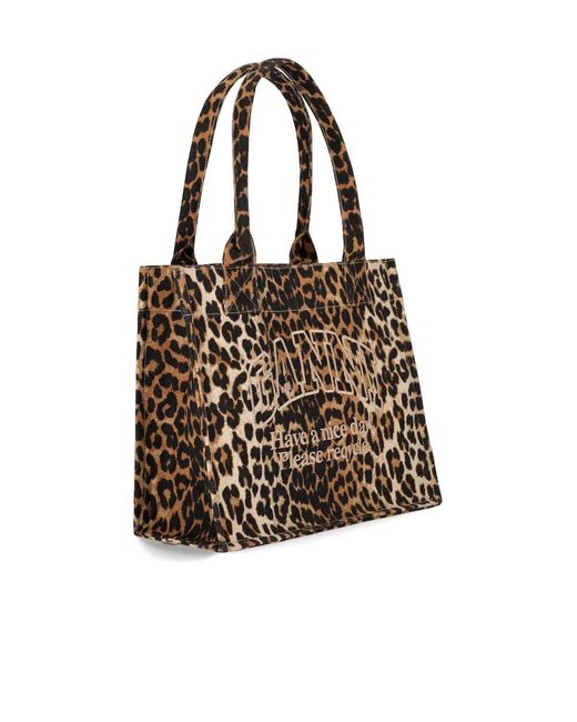 Ganni Black Animalier Large Shopping Bag