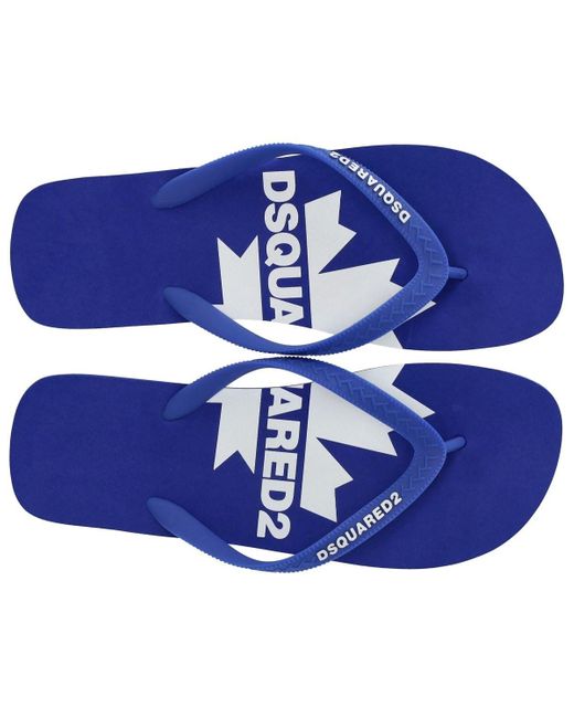 DSquared² Electric Blue Flip Flops With Logo for men