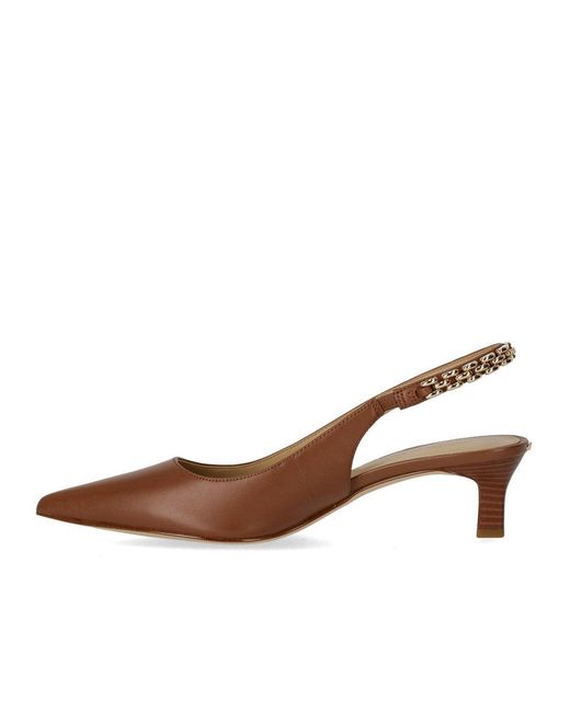 Michael Kors Brown Marcia Slingback Luggage Kitten Pump