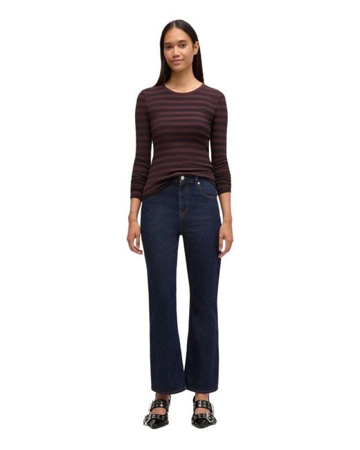 Ganni Blue Betzy Dark Cropped Bootcut Jeans