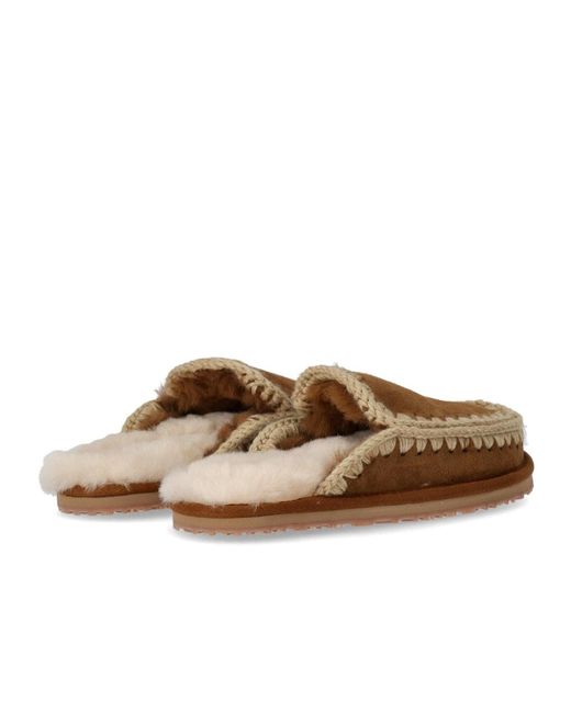Mou Brown Full eskimo stitch cognac slipper