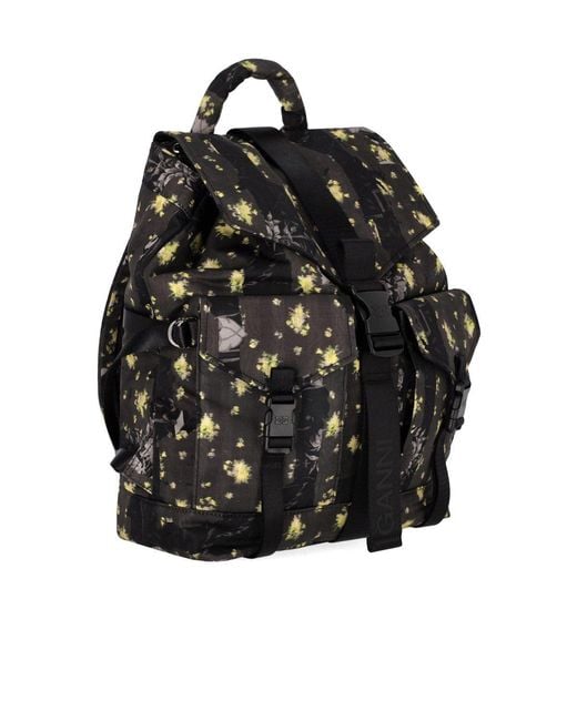 Ganni Black Re-Tech Washed-Effect Backpack