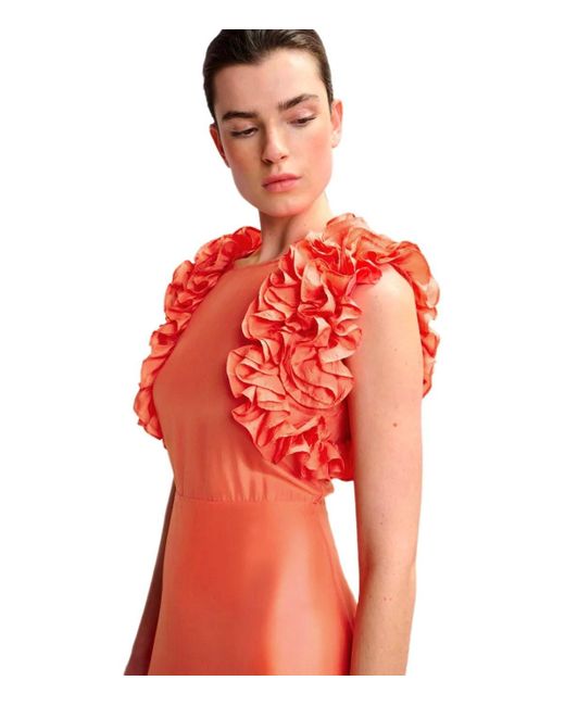 Vestido midi hexico coral Essentiel Antwerp de color Red