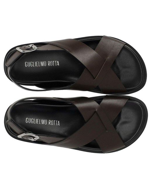 Guglielmo Rotta Black Twill Chocolate Flat Sandal