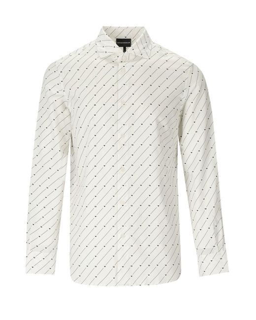 Emporio Armani White Monogram Shirt for men