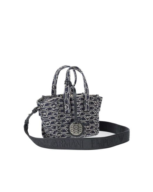 Emporio Armani Blue Monogram écru mini tasche