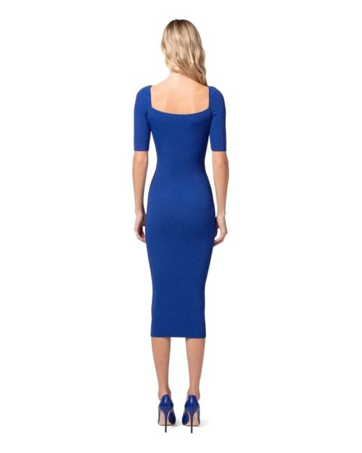 Elisabetta Franchi Blue Knitted Midi Dress