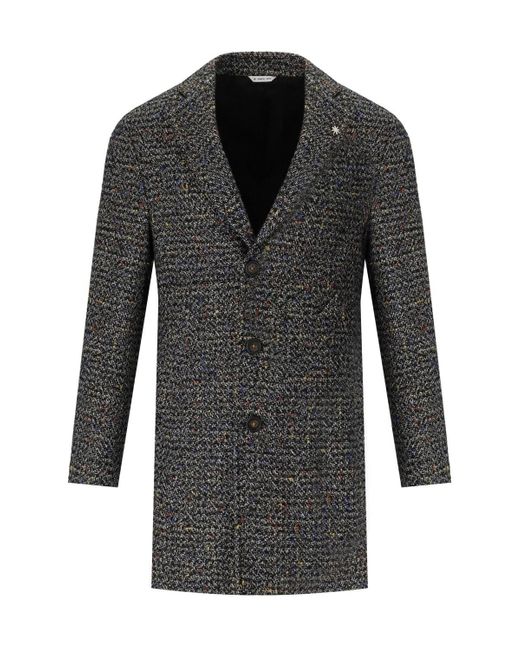 Manteau à simple boutonnage chiné Manuel Ritz pour homme en coloris Black