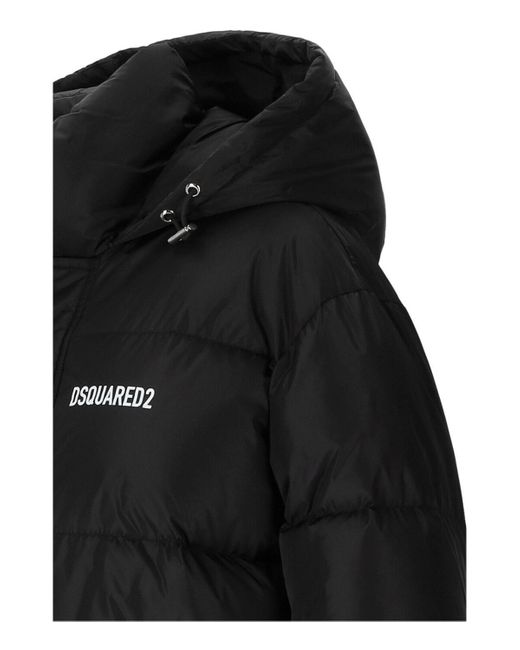 DSquared² Black Logo Print Padded Puffer Jacket