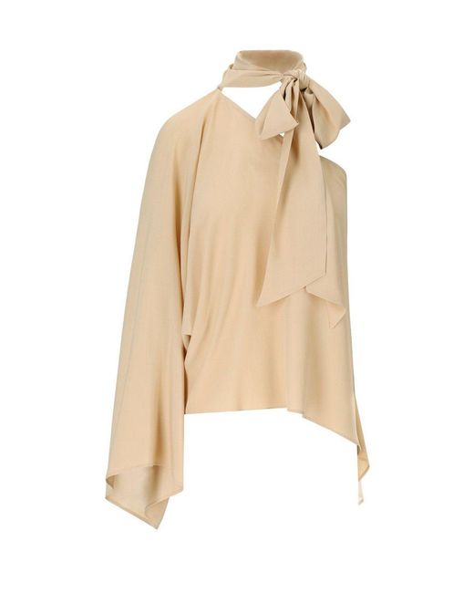FEDERICA TOSI Natural Nude One-Shoulder Blouse