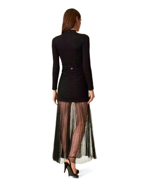 Twinset Black Plumetis Long Dress