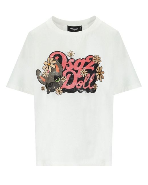 DSquared² Hilde Doll Easy Fit T-shirt in het White