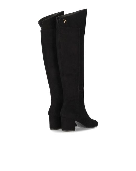 Via Roma 15 Black Vr Suede Heeled High Boot
