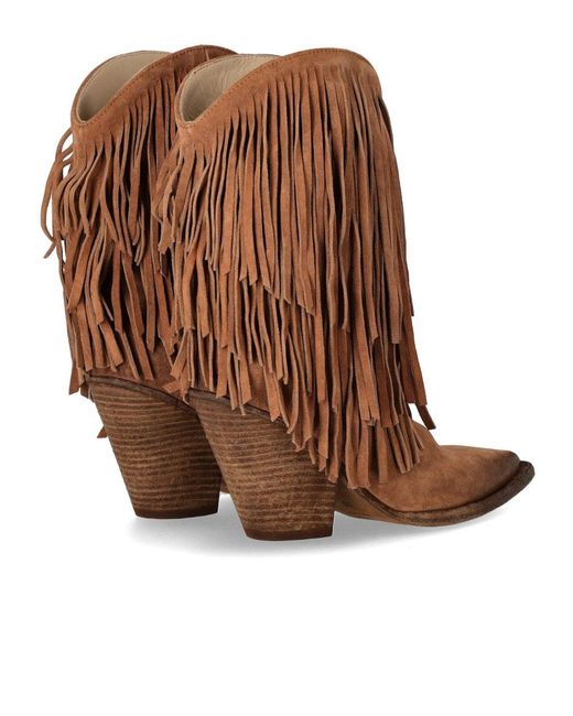 Elena Iachi Brown Texan Boot With Fringes
