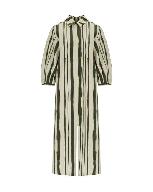 Max Mara Green Falda Cream Shirt Dress