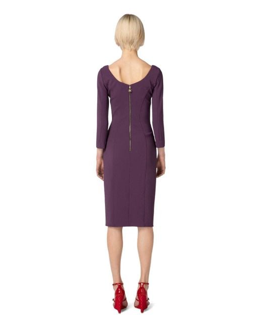 Elisabetta Franchi Purple Midi Sheath Dress