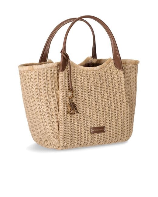 Emporio Armani Natural Woven Slouchy Beach Shopper Bag