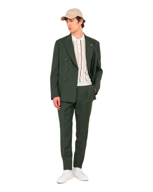 Manuel Ritz Grüner Zweireihiger Anzug in Green für Herren