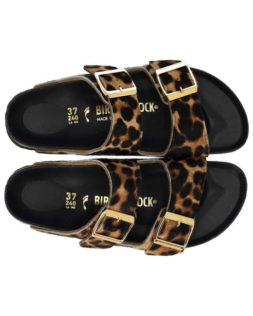 Birkenstock Brown Arizona Fur Hex Leopard Natural Sandal