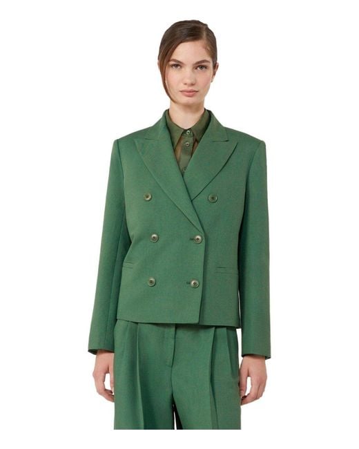 Weekend by Maxmara Green Nembi Double Breasted Blazer