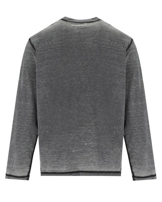DIESEL Gray T-crane-ls-l1 Grey Long Sleeved T-shirt for men