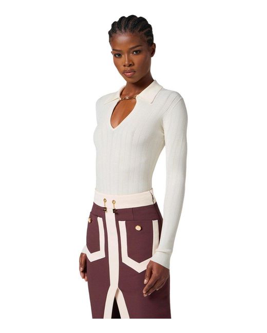 Elisabetta Franchi White Milk Polo Pullover