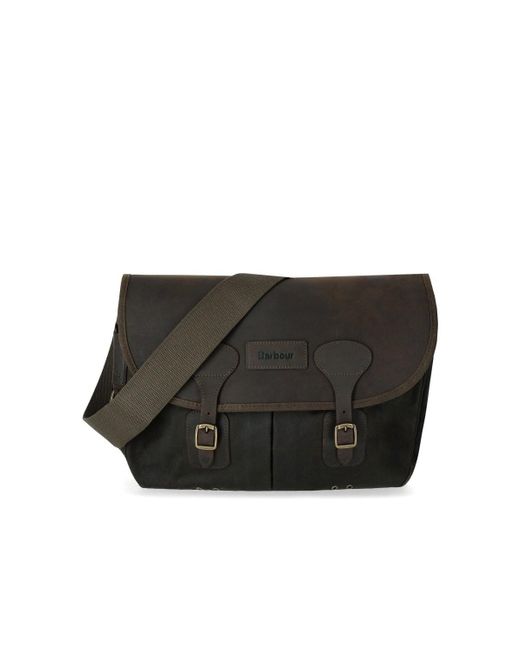 Barbour Tarras wax olivgrüne umhängetasche in Black für Herren