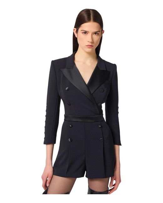 Elisabetta Franchi Black Double-Breasted Jumpsuit