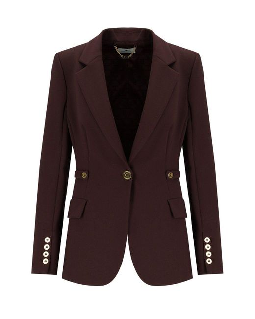 Elisabetta Franchi Brown Merlot Single-Breasted Blazer