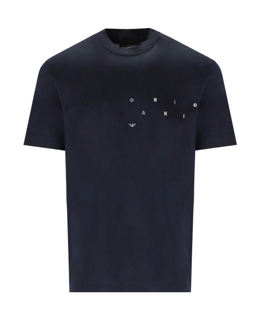 Emporio Armani Navy E T-shirt With Logo in het Blue voor heren