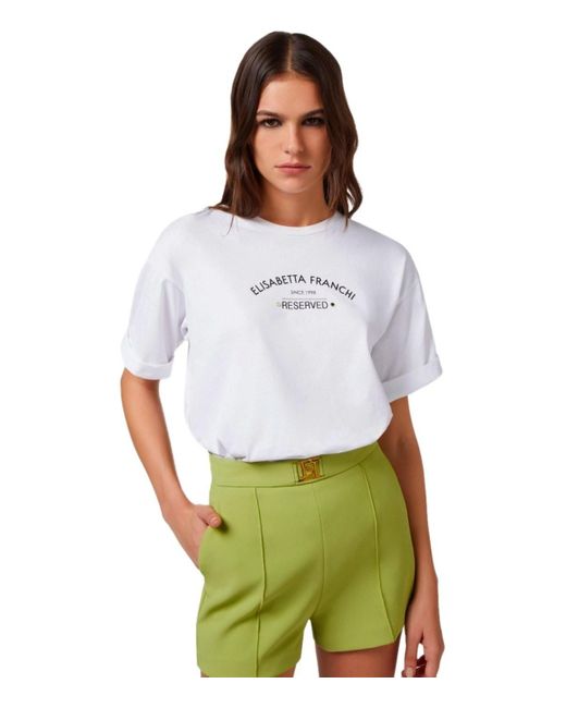 Elisabetta Franchi White Weisses t-shirt mit logo
