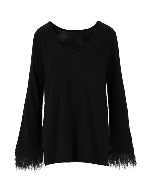 Twinset Black Jumper With Feathers for men