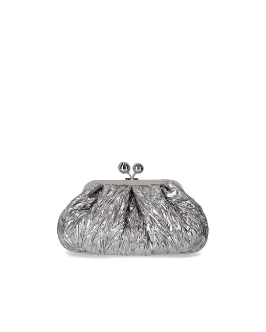 Weekend by Maxmara Gray Pasticcino Danza Small Silver Clutch Bag