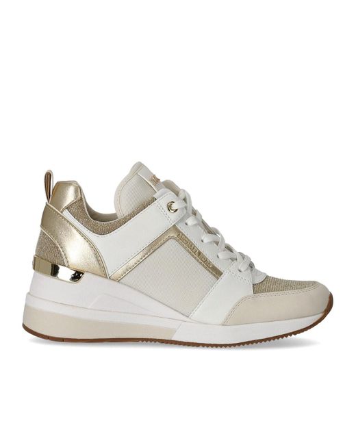 Michael Kors Georgie Gold Sneaker in White | Lyst