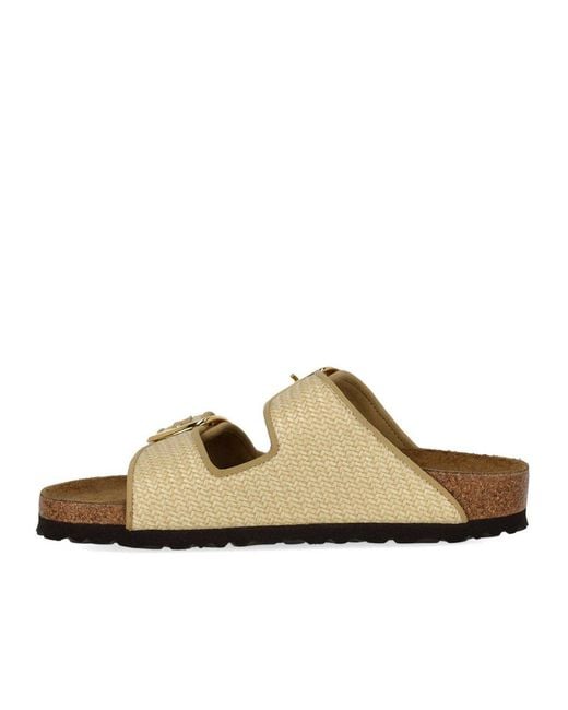 Birkenstock Brown Arizona Raffia Big Buckle Natural Sandal