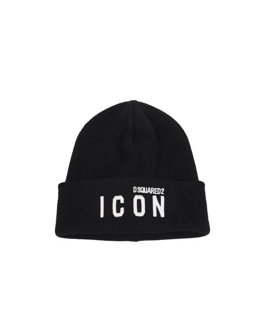 DSquared² Icon White Beanie in Black | Lyst