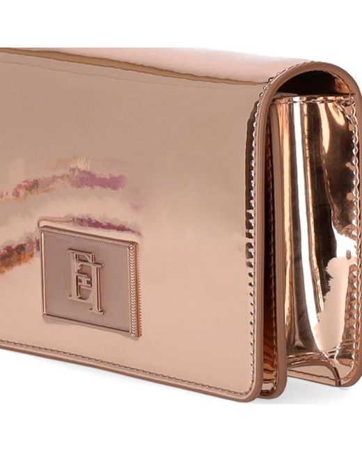 Elisabetta Franchi Pink Skin Mirrored Crossbody Bag