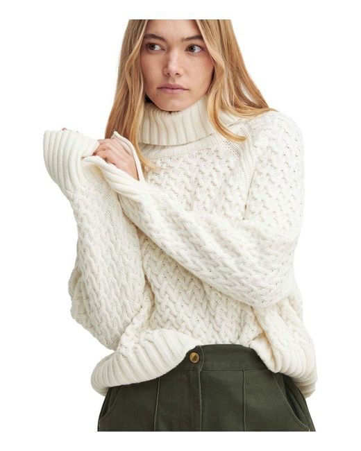Barbour White Malton Ecru Turleneck Sweater